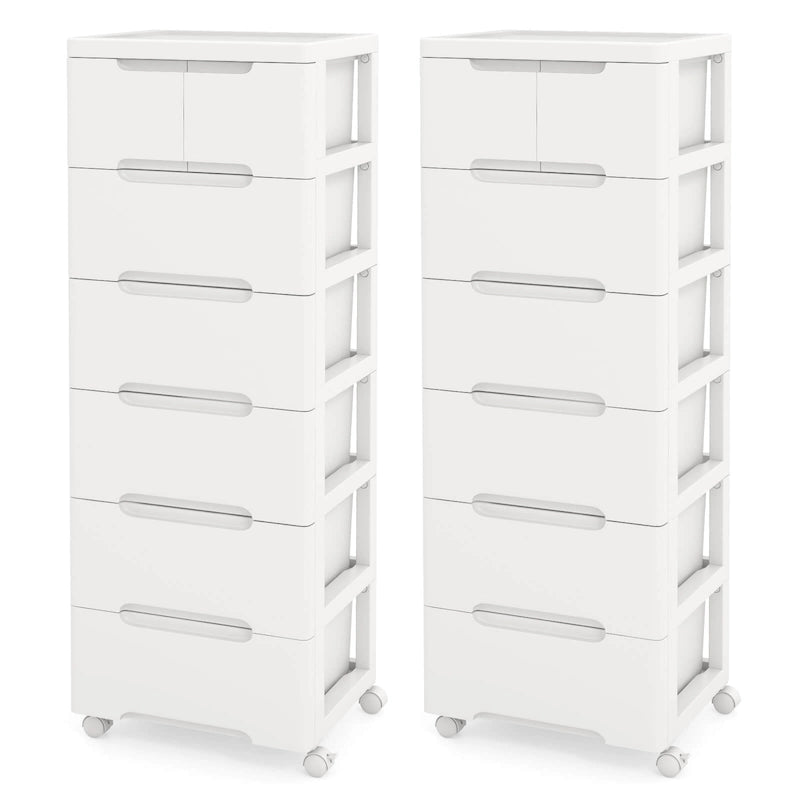 2er-Pack Rollcontainer mit 7 Schubladen und feststellbaren Rollen