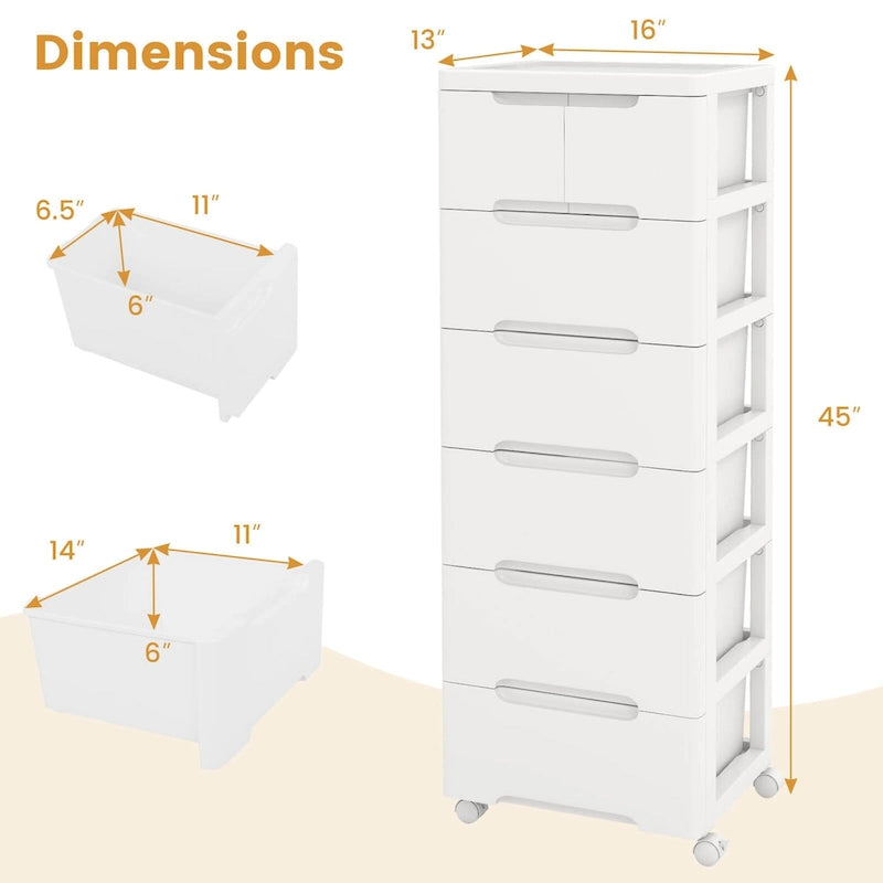 2er-Pack Rollcontainer mit 7 Schubladen und feststellbaren Rollen