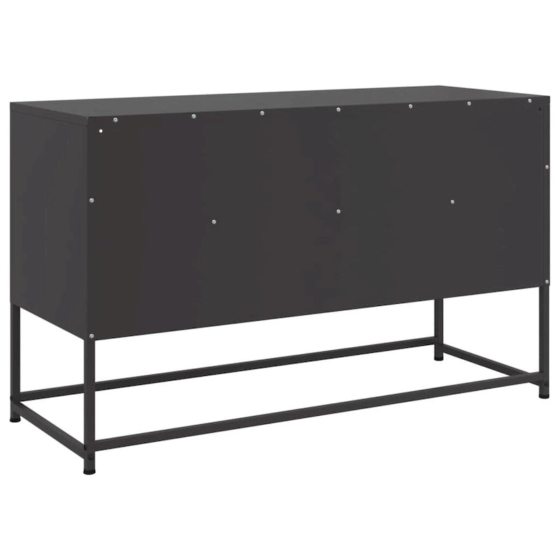 Industrialer TV-Ständer aus Stahl mit 3 Schubladen und offenen Fächern – 100,5 cm L x 39 cm B x 60,5 cm H