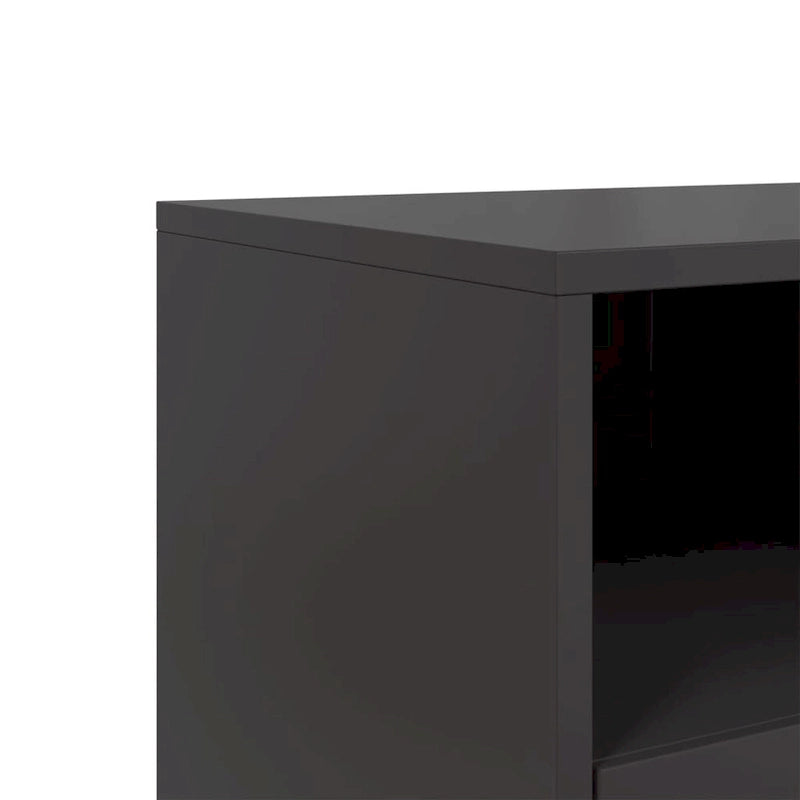 Industrialer TV-Ständer aus Stahl mit 3 Schubladen und offenen Fächern – 100,5 cm L x 39 cm B x 60,5 cm H