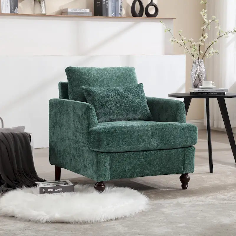 29,53" Chenille-Sessel mit Massivholzrahmen und Kissen