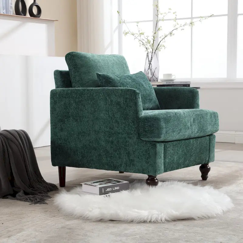 29,53" Chenille-Sessel mit Massivholzrahmen und Kissen