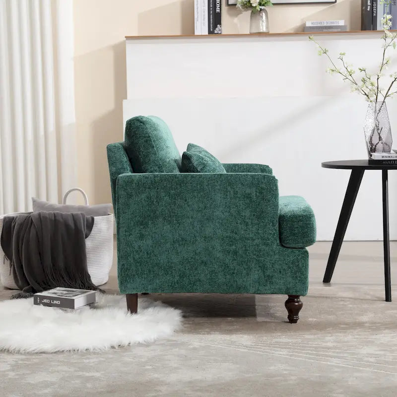 29,53" Chenille-Sessel mit Massivholzrahmen und Kissen