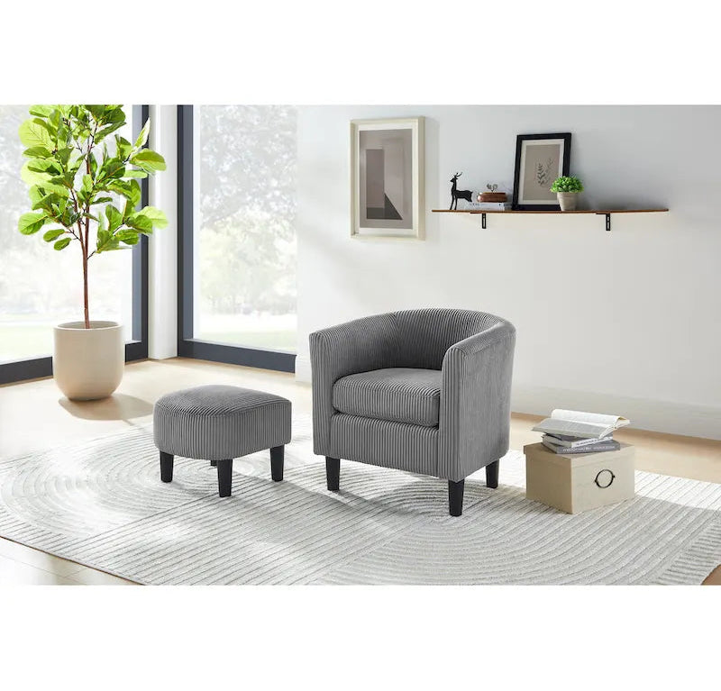 67 cm Cord-Sessel mit Ottoman