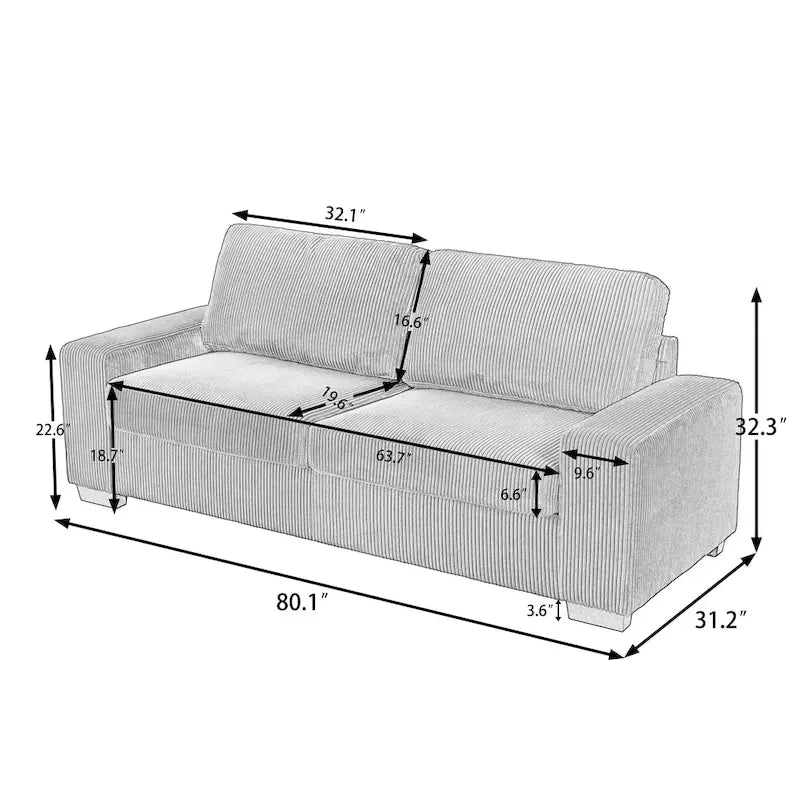 Klassisches Kord-Sofa 2-Sitzer Polstersofa