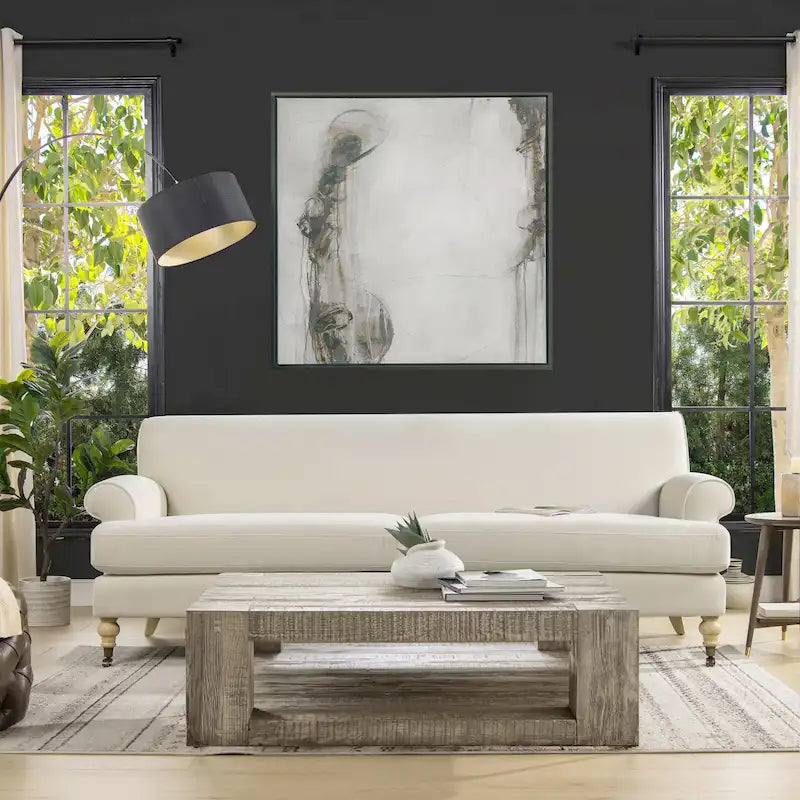 88" Zweisitziges Sofa mit Rollen und fester Rückenlehne
