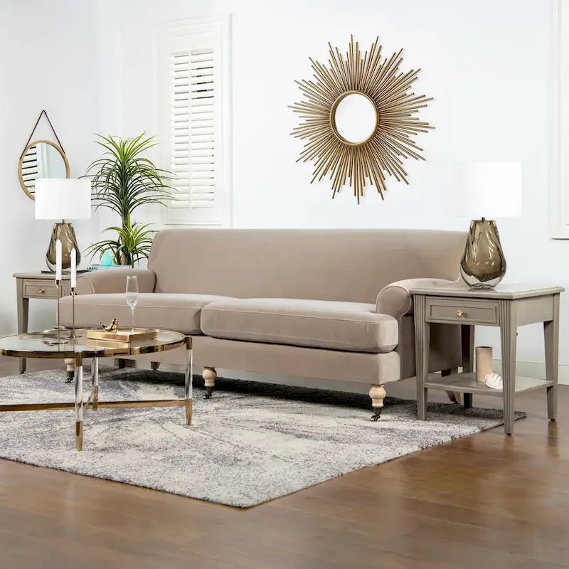 88" Zweisitziges Sofa mit Rollen und fester Rückenlehne