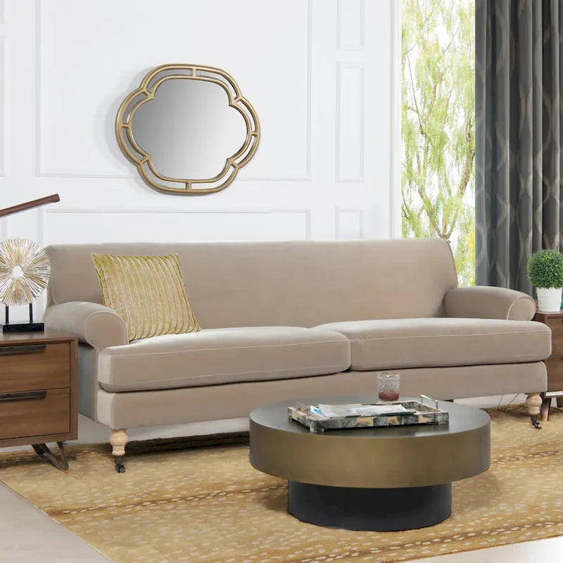 88" Zweisitziges Sofa mit Rollen und fester Rückenlehne