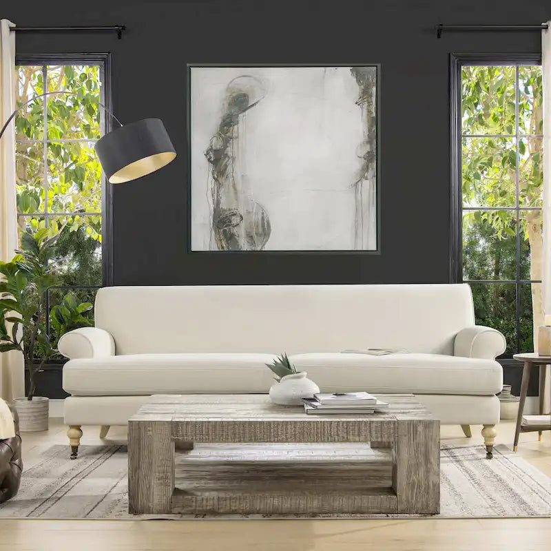 88" Zweisitziges Sofa mit Rollen und fester Rückenlehne