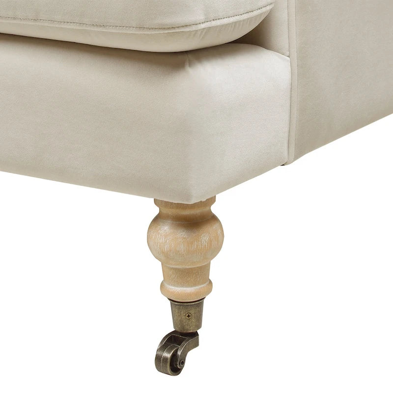 88" Zweisitziges Sofa mit Rollen und fester Rückenlehne