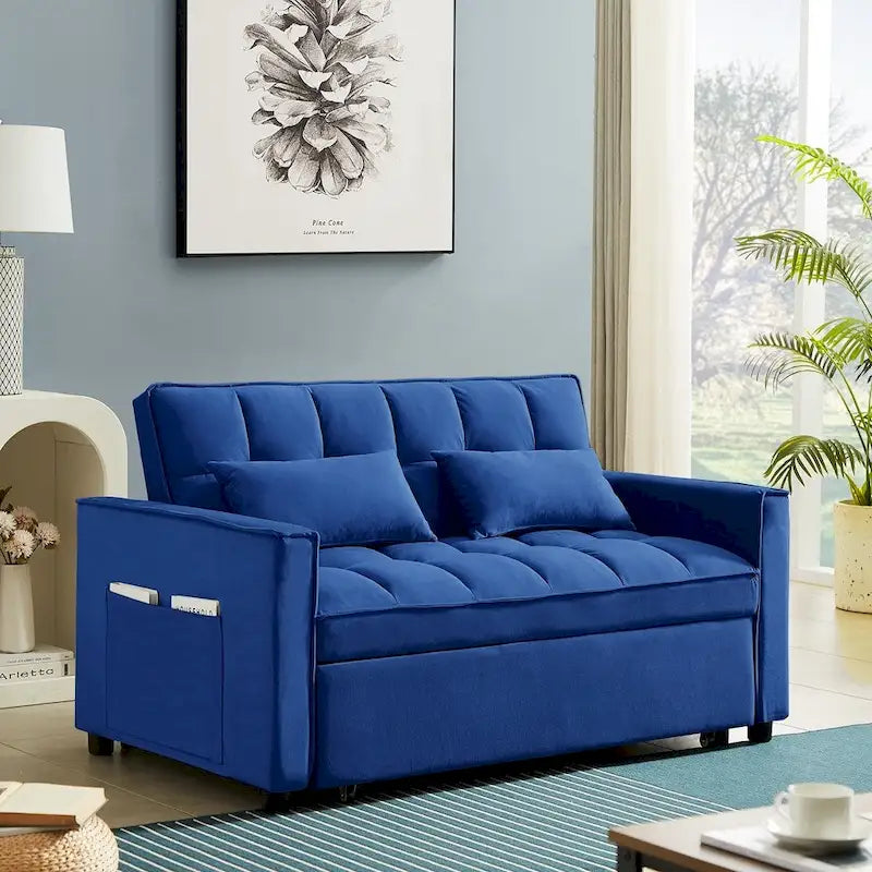 Samtiges umwandelbares Loveseat Schlafsofa mit 2 Kissen