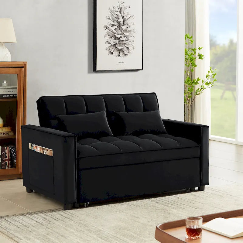 Samtiges umwandelbares Loveseat Schlafsofa mit 2 Kissen