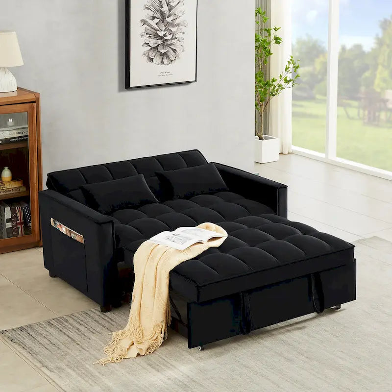 Samtiges umwandelbares Loveseat Schlafsofa mit 2 Kissen