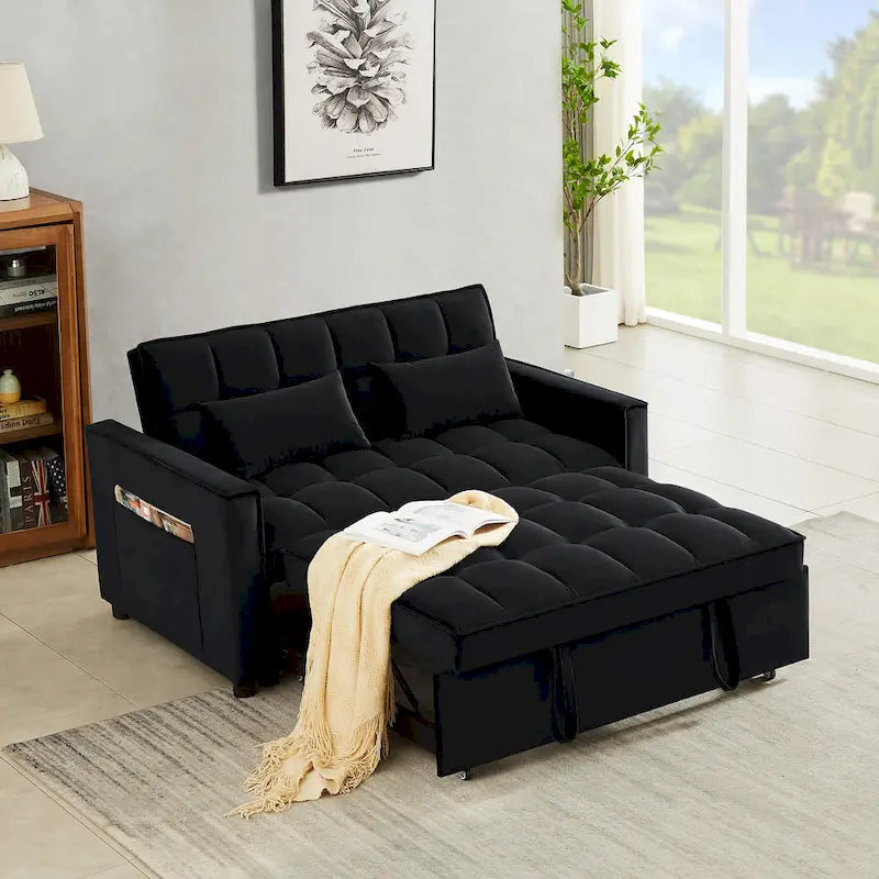 Samtiges umwandelbares Loveseat Schlafsofa mit 2 Kissen