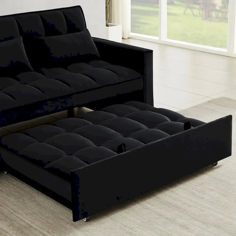 Samtiges umwandelbares Loveseat Schlafsofa mit 2 Kissen