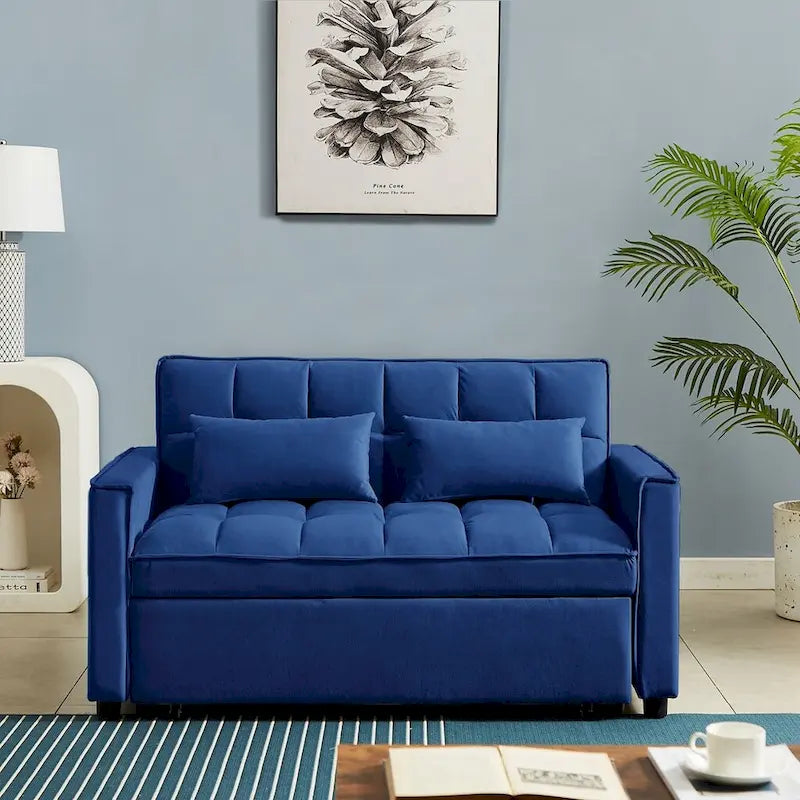 Samtiges umwandelbares Loveseat Schlafsofa mit 2 Kissen