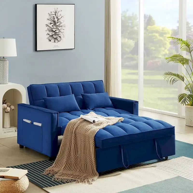 Samtiges umwandelbares Loveseat Schlafsofa mit 2 Kissen