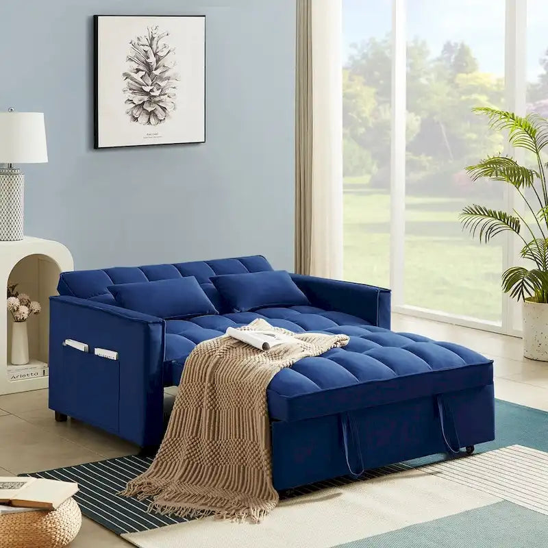 Samtiges umwandelbares Loveseat Schlafsofa mit 2 Kissen