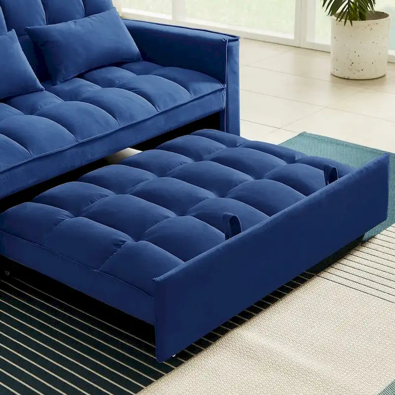 Samtiges umwandelbares Loveseat Schlafsofa mit 2 Kissen