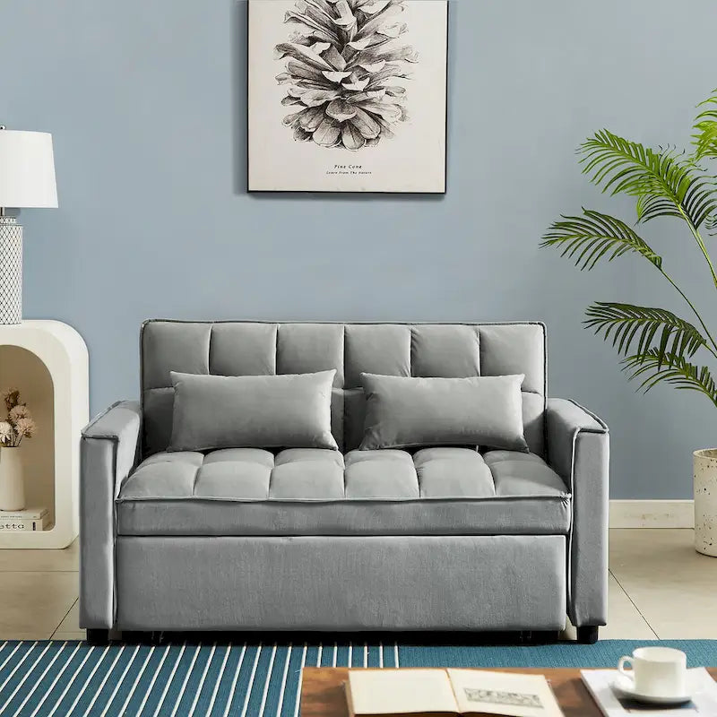 Samtiges umwandelbares Loveseat Schlafsofa mit 2 Kissen