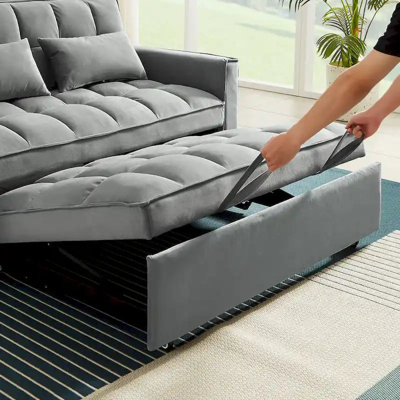 Samtiges umwandelbares Loveseat Schlafsofa mit 2 Kissen