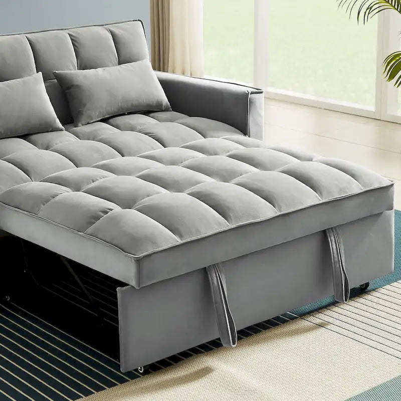 Samtiges umwandelbares Loveseat Schlafsofa mit 2 Kissen