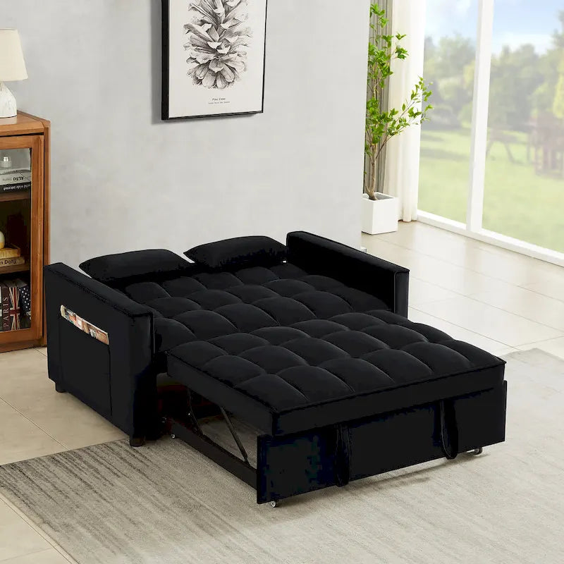 Samtiges umwandelbares Loveseat Schlafsofa mit 2 Kissen