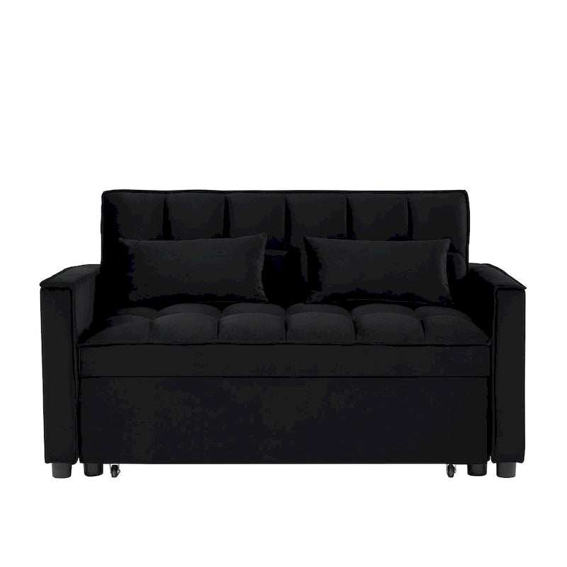 Samtiges umwandelbares Loveseat Schlafsofa mit 2 Kissen