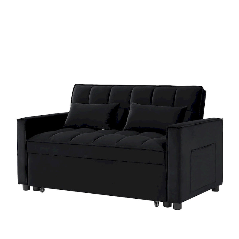Samtiges umwandelbares Loveseat Schlafsofa mit 2 Kissen