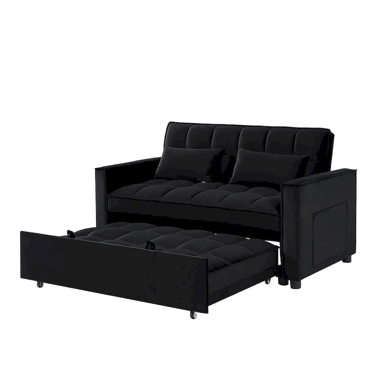 Samtiges umwandelbares Loveseat Schlafsofa mit 2 Kissen