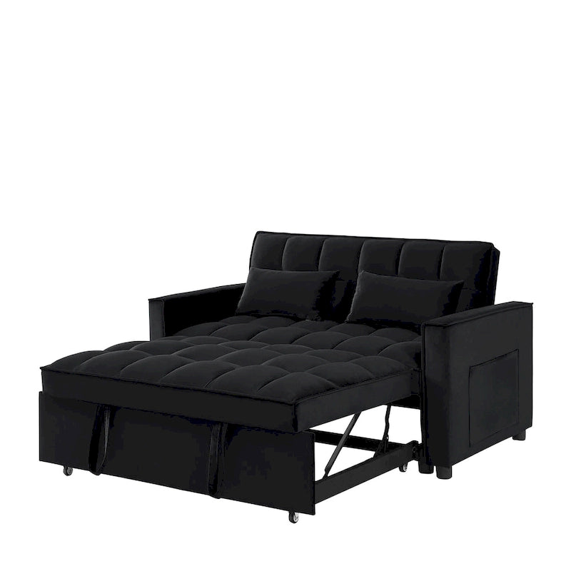 Samtiges umwandelbares Loveseat Schlafsofa mit 2 Kissen