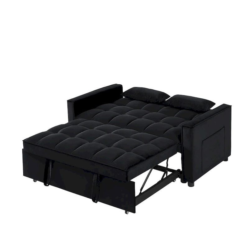 Samtiges umwandelbares Loveseat Schlafsofa mit 2 Kissen