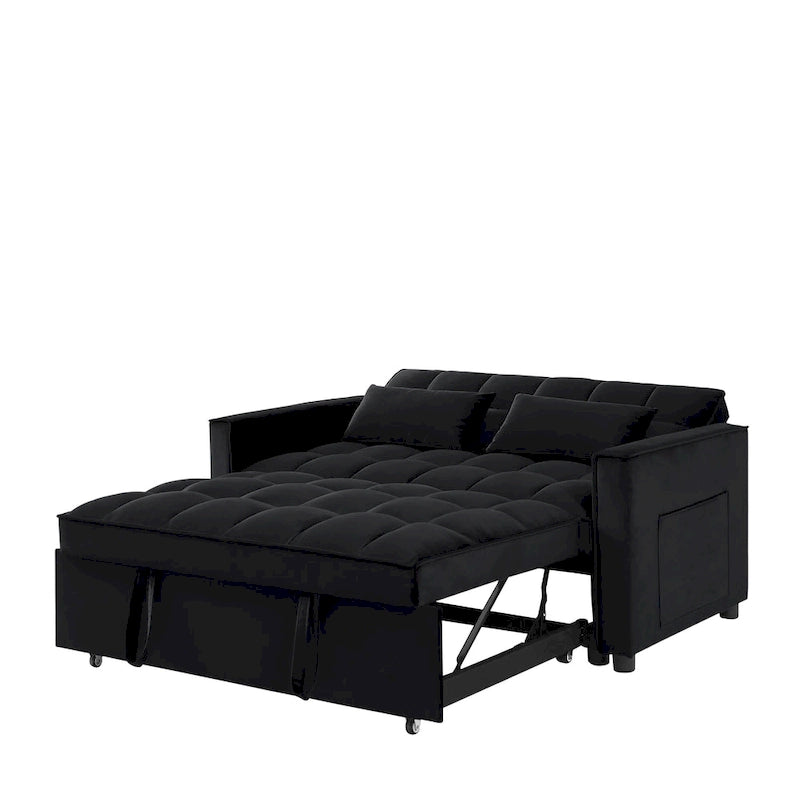 Samtiges umwandelbares Loveseat Schlafsofa mit 2 Kissen