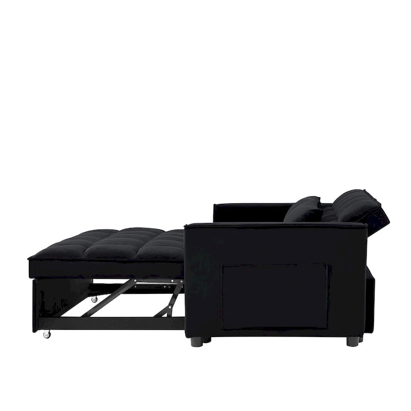 Samtiges umwandelbares Loveseat Schlafsofa mit 2 Kissen