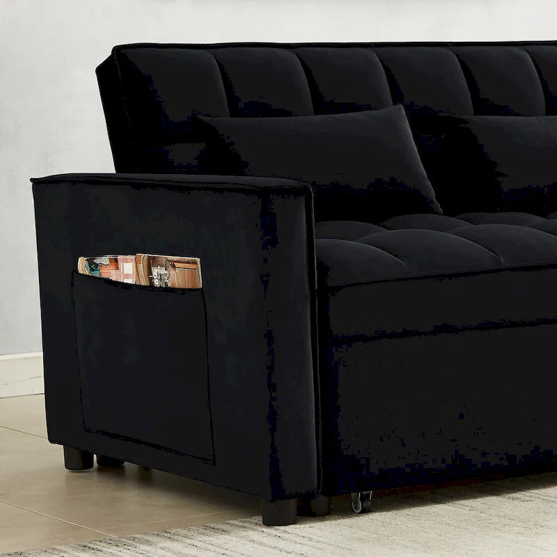 Samtiges umwandelbares Loveseat Schlafsofa mit 2 Kissen