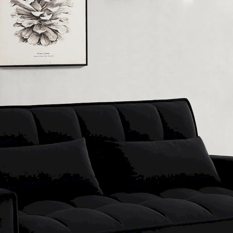 Samtiges umwandelbares Loveseat Schlafsofa mit 2 Kissen