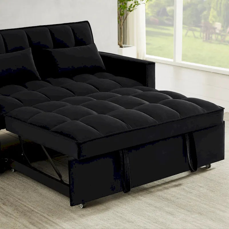 Samtiges umwandelbares Loveseat Schlafsofa mit 2 Kissen