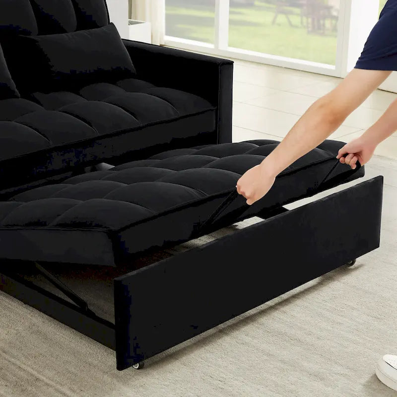Samtiges umwandelbares Loveseat Schlafsofa mit 2 Kissen