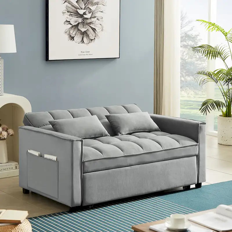 Samtiges umwandelbares Loveseat Schlafsofa mit 2 Kissen