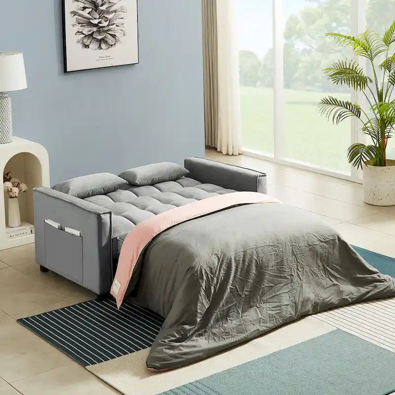 Samtiges umwandelbares Loveseat Schlafsofa mit 2 Kissen