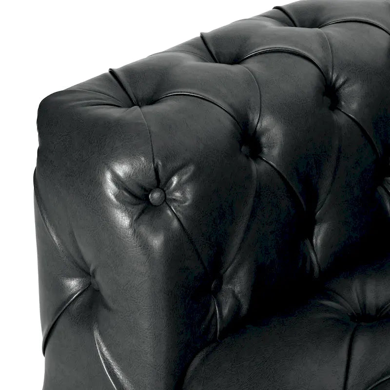 Übergangssofa mit tiefer Knopfheftung – Samt oder Kunstleder