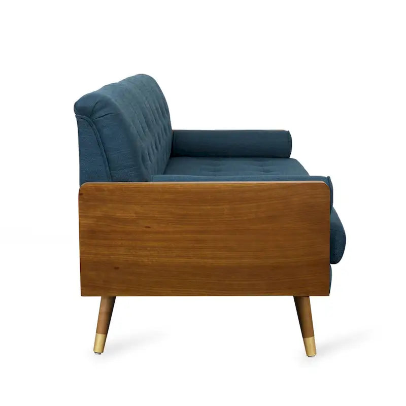 Mid-Century Modern Sofa aus getuftetem Stoff – Hellrosa oder Marineblau