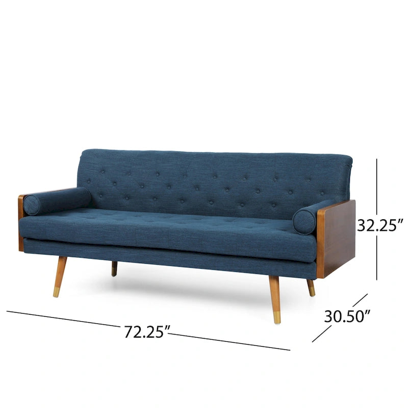 Mid-Century Modern Sofa aus getuftetem Stoff – Hellrosa oder Marineblau