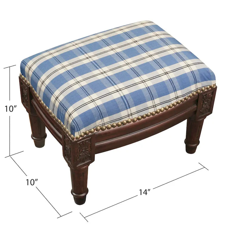 Blauer karierter Fußhocker