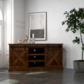 Farmhouse 66" Eck-TV-Ständer für Fernseher bis 80", Aged Whiskey Finish, Kein Aufbau erforderlich