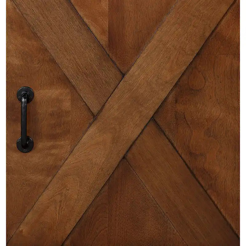 Farmhouse 66" Eck-TV-Ständer für Fernseher bis 80", Aged Whiskey Finish, Kein Aufbau erforderlich