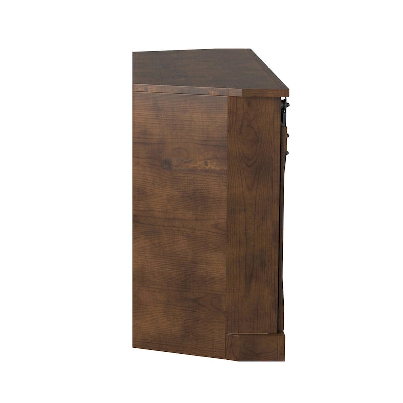 Farmhouse 66" Eck-TV-Ständer für Fernseher bis 80", Aged Whiskey Finish, Kein Aufbau erforderlich