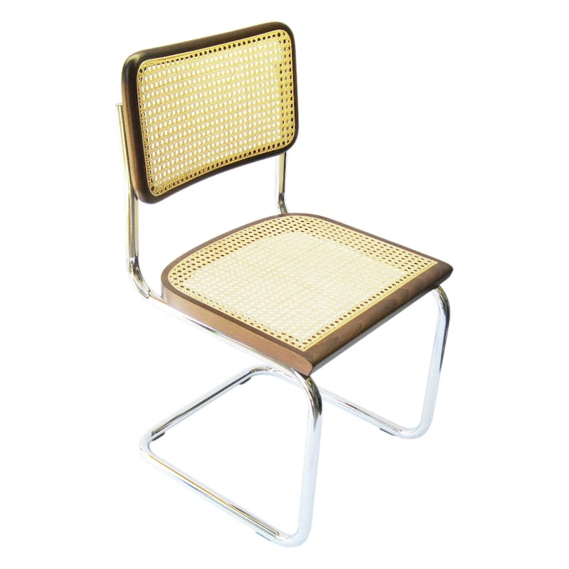 Breuer Chair Company Cesca Cane Dining Chair in Chrome and Walnut