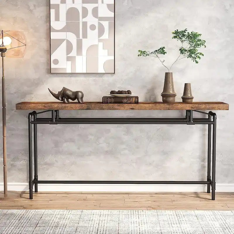 Konsolentisch, 70,9 schmaler, langer Flurtisch für Wohnzimmer – 11,81T x 70,85B x 35,43H