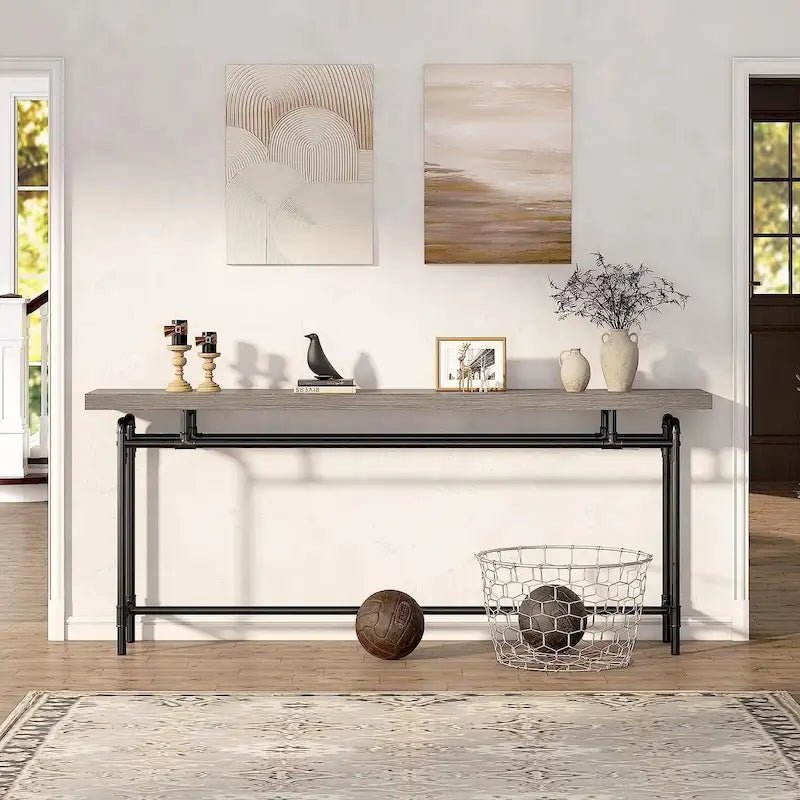 Konsolentisch, 70,9 schmaler, langer Flurtisch für Wohnzimmer – 11,81T x 70,85B x 35,43H